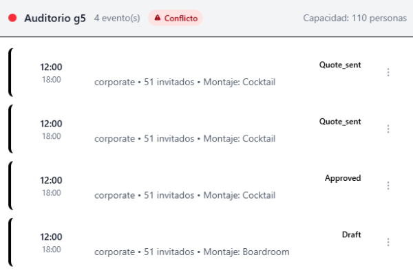 Calendario de disponibilidad en tiempo real